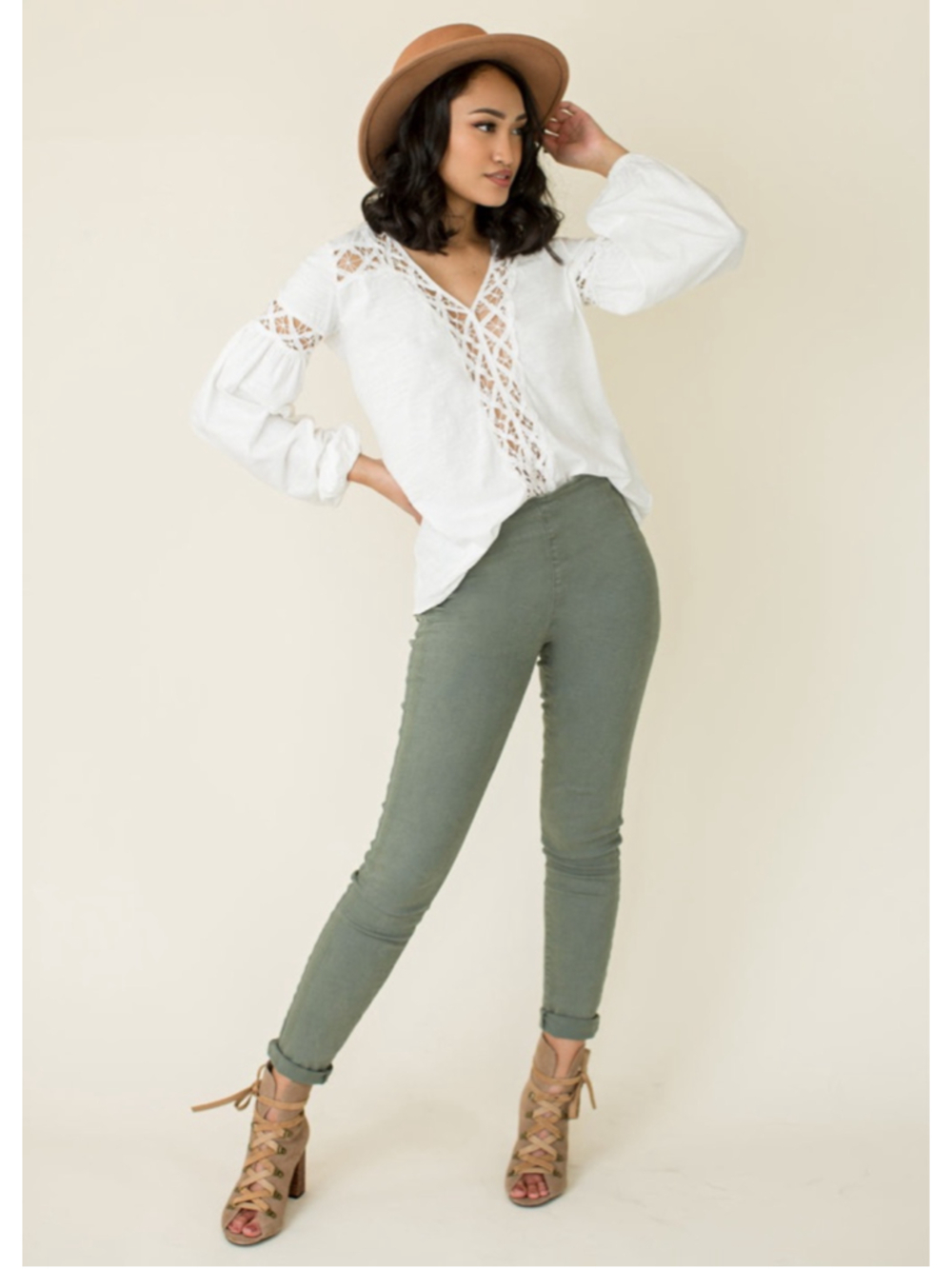 Women's Mia Joy Olive Green High-Waisted Skinny Jeans Size 30